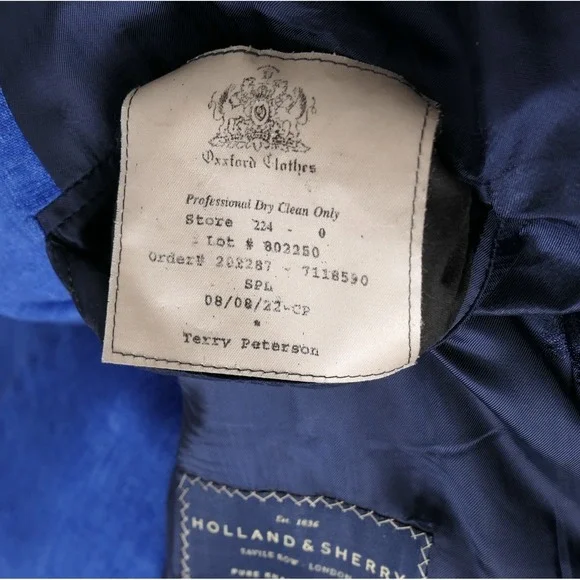 Oxxford Clothes 48L Linen Sport Coat Custom Holland & Sherry Blue Blazer 2022